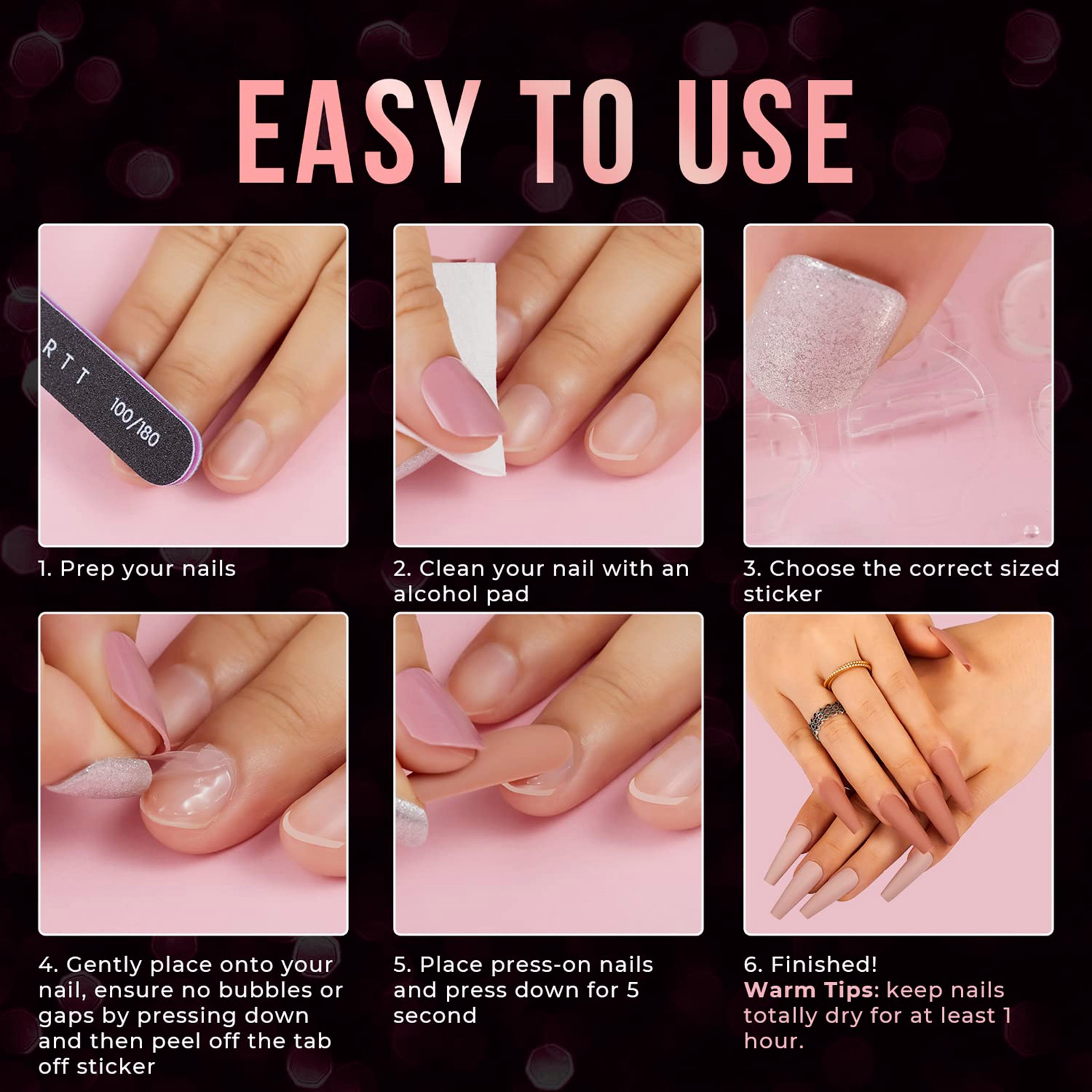 Double-Sided Nail Glue Tape Sticker Adhesive Tabs for Press on Nails Waterproof