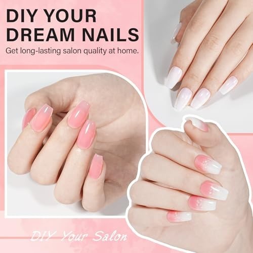 240pcs Short Coffin Nail Tips & Glue Gel Kit, 2-in-1 Base Coat, UV Top Coat, DIY
