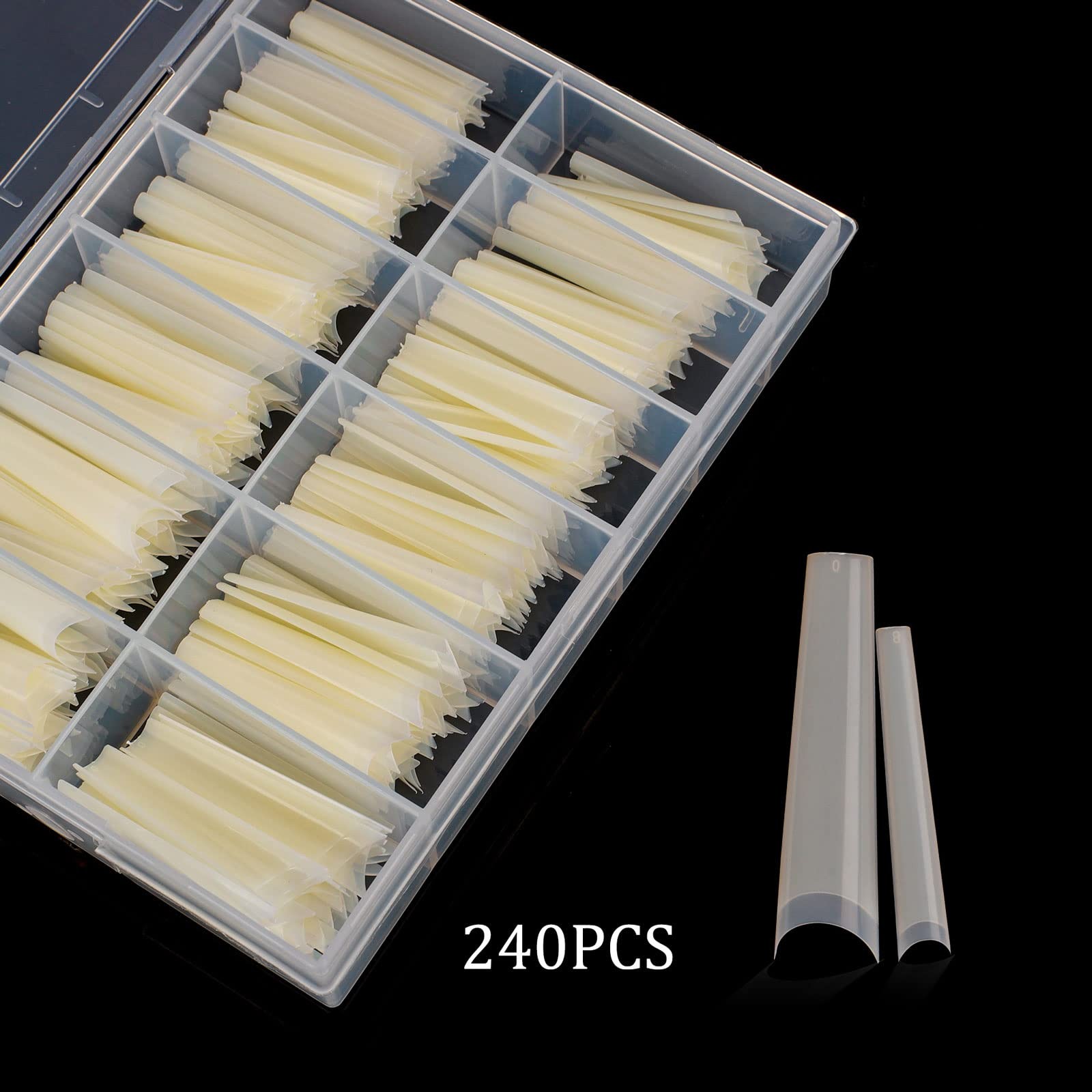 Tapered Extra Long Nail Tips, Ballerina Natural 240 Piece Set,