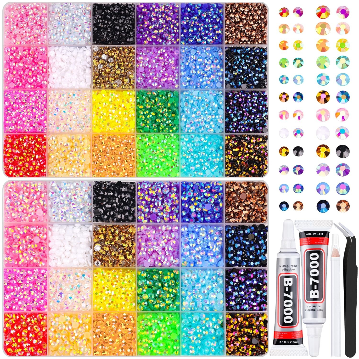 Multicolor Rhinestone Crafting Set with 19200 Flatbacks