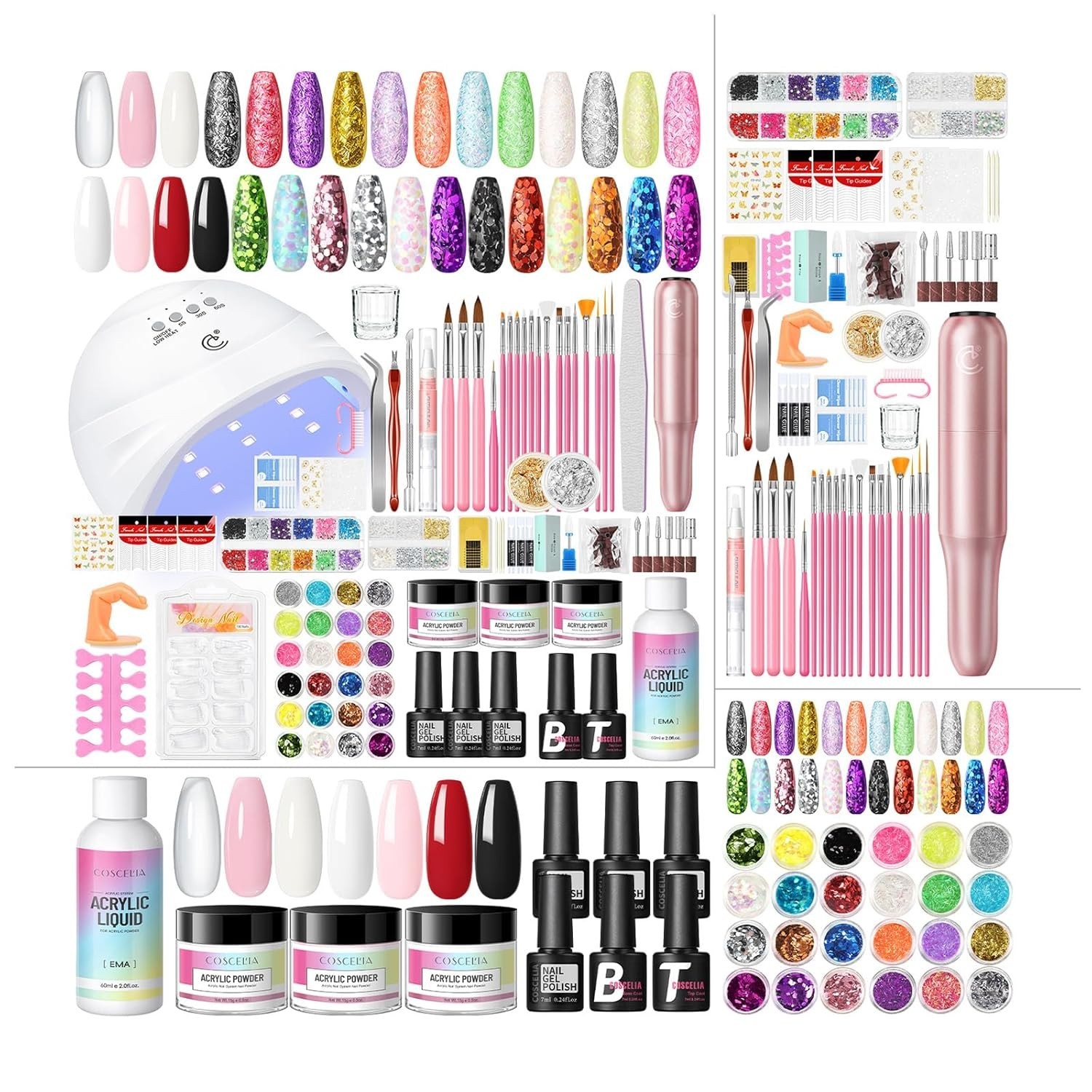 Complete Acrylic Nail Kit with U V Light and Drill