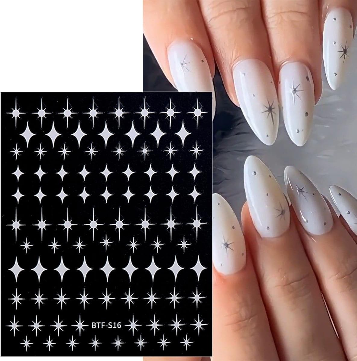 12 Sheets Gold Star Nail Art Stickers Decals 3D Self Adhesive Decals-03