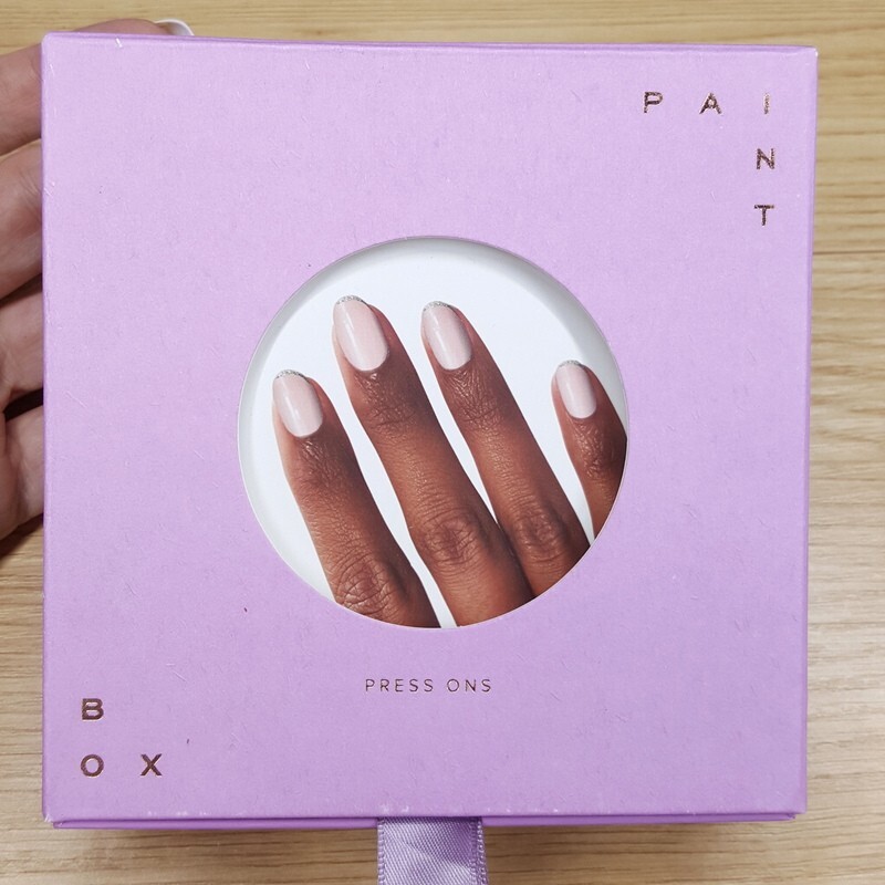 PAINTBOX Press on Nails On The Verge Medium Length Almond Soft Pink Glitter Tip