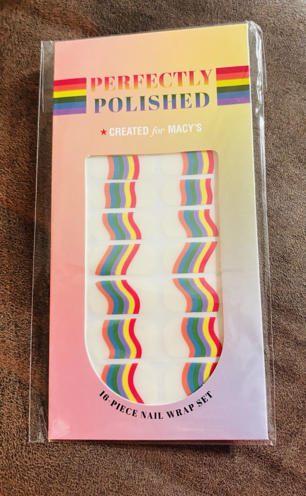 New 16 Pc. Macy’s Perfectly Polished Rainbow Nail Wrap Set Pride Edition