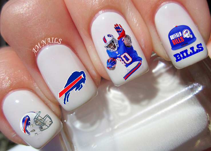 Buffalo Bills Nail Art Stickers Transfers Decals Set of 30 – A1362
