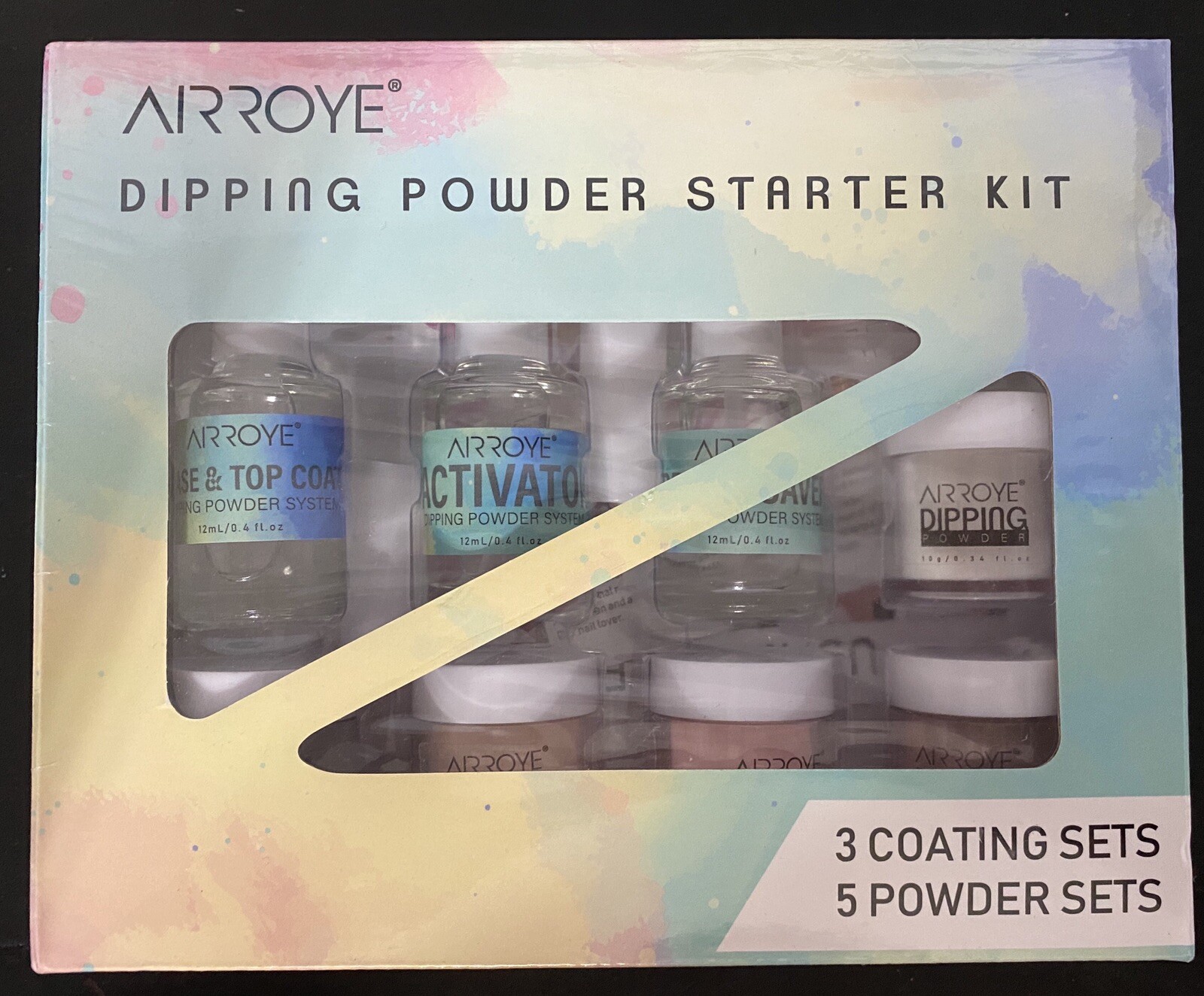 AirroYE Dip Dipping Powder System Starter Kit Acrylic Nails 5 Colors New