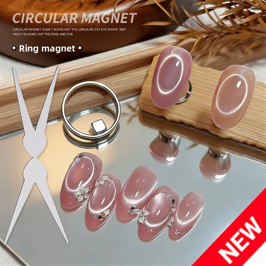 2026 Upgrade Ring-Shaped Double-head French Cat Eye Magnet for DIY Nails Artists
