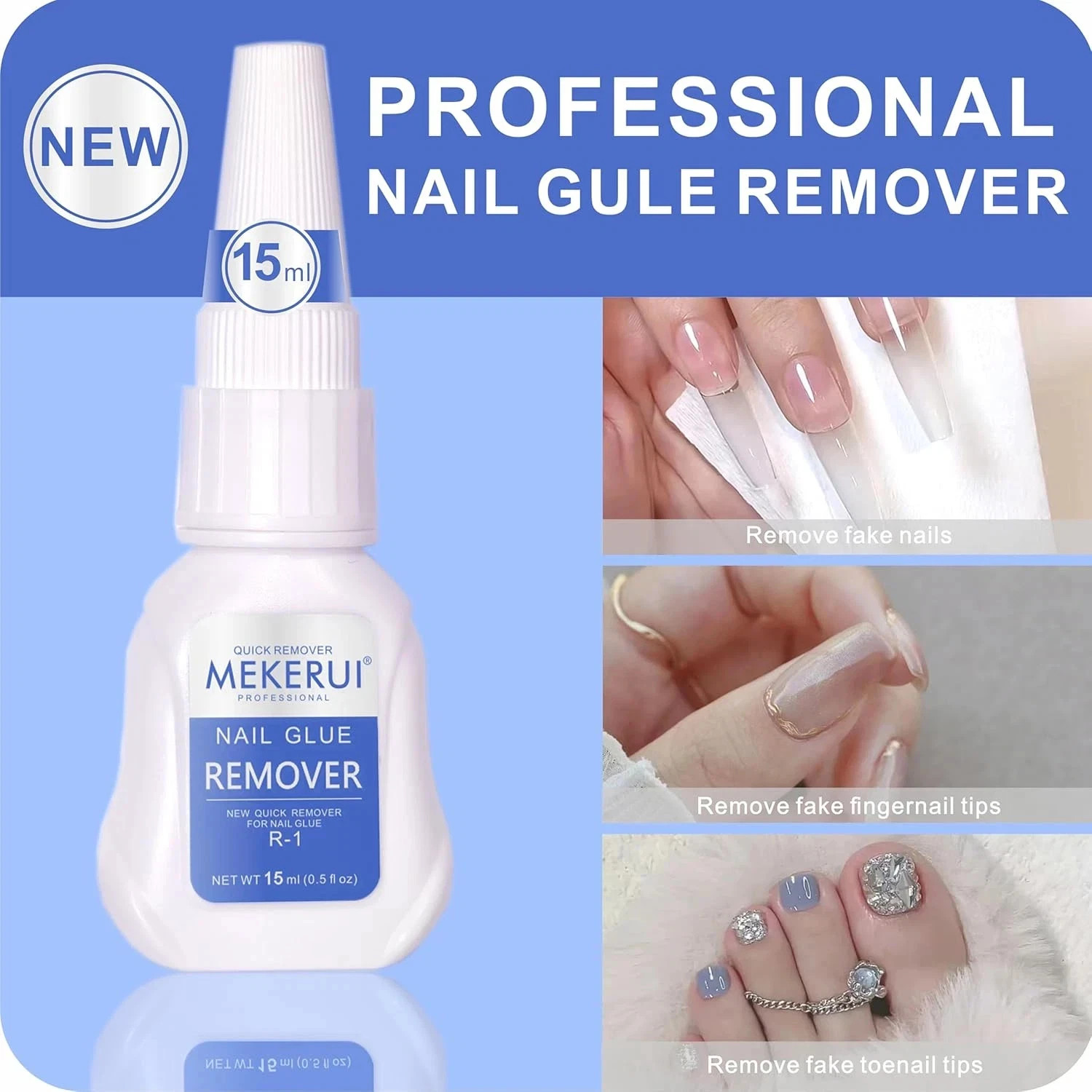New Upgrade Super Strong Nail Glue Gel and Quickly Nail Glue Remover Kit Press o