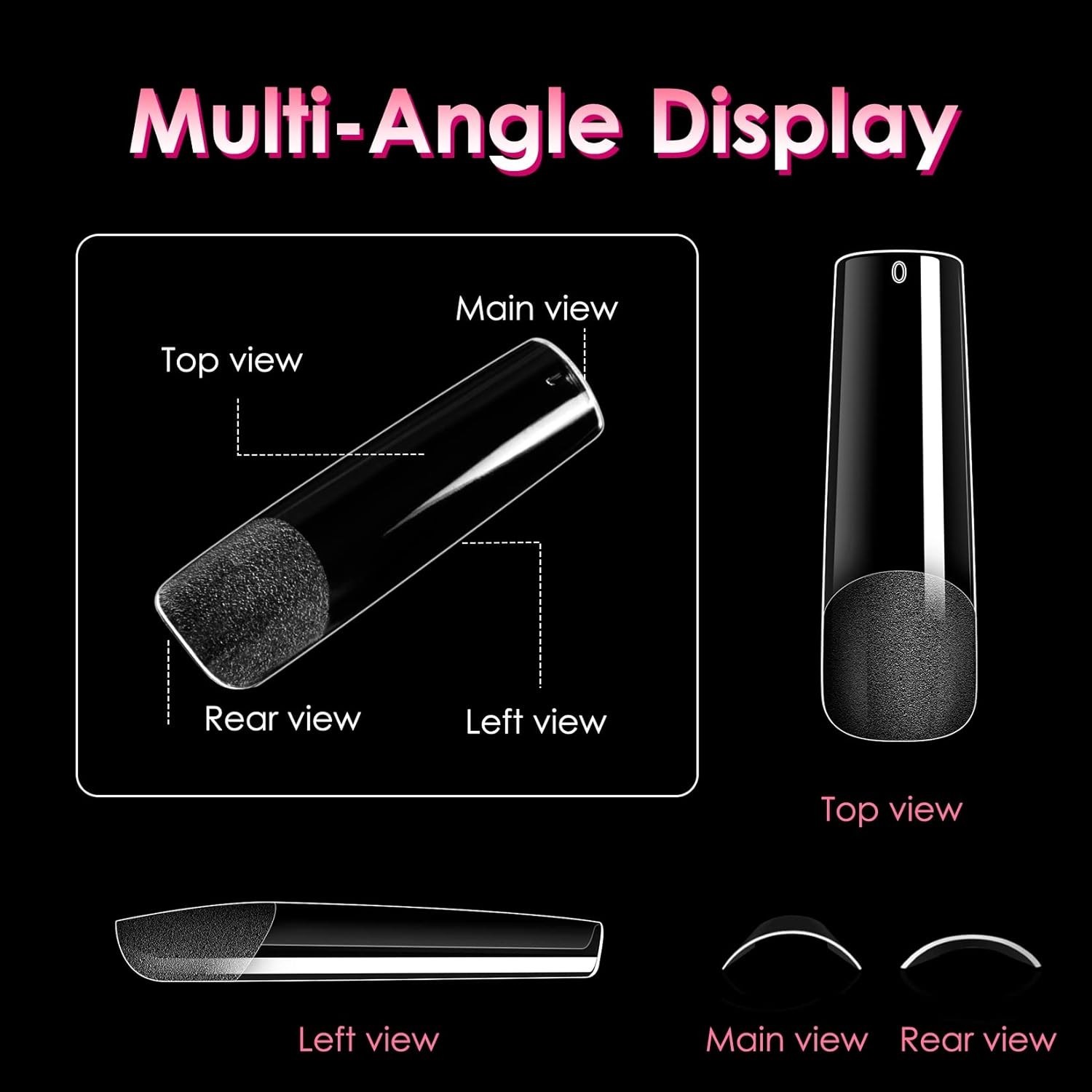 Luxury Long Straight Gel Nail Tips – 240PCS Half Matte, Perfect for Events