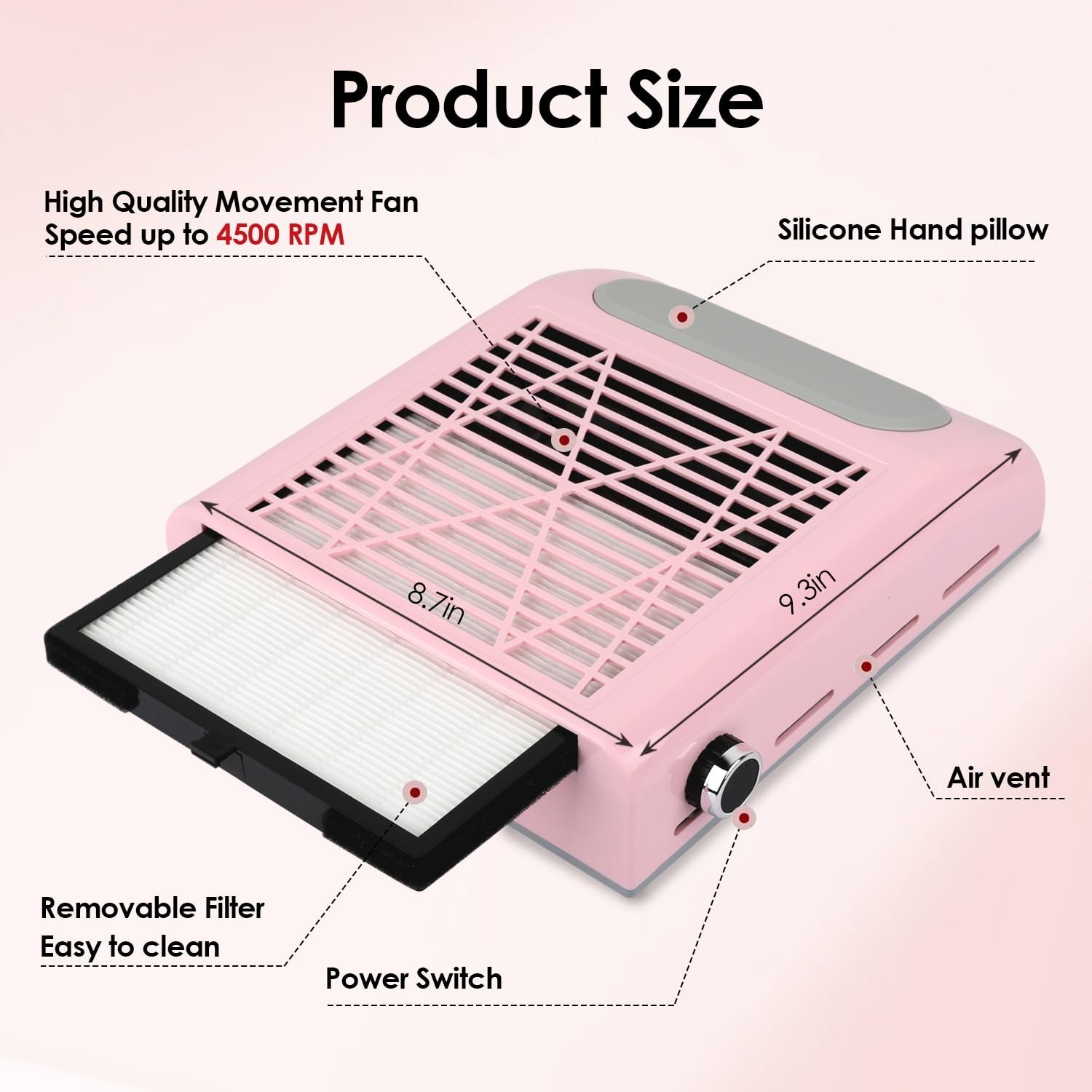High-Efficiency Nail Dust Collector for Professional Manicure and Pedicure