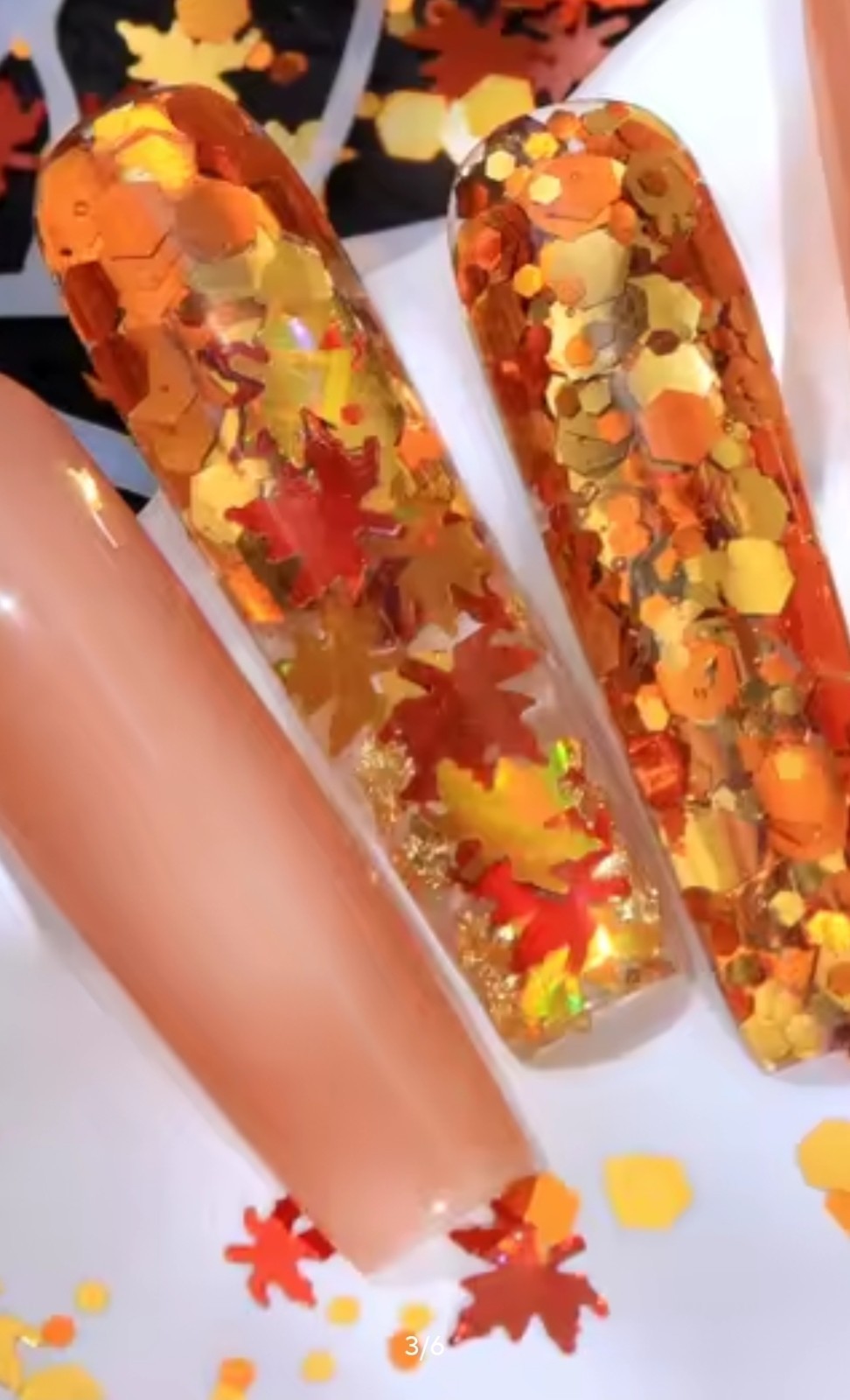 Brown Red Gold Green Nail Maple Leaf Glitter 1 TSP