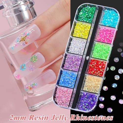 18000pcs Nail Rhinestones and Pearls for Nail Art, 2mm Resin Multicolor – 2mm