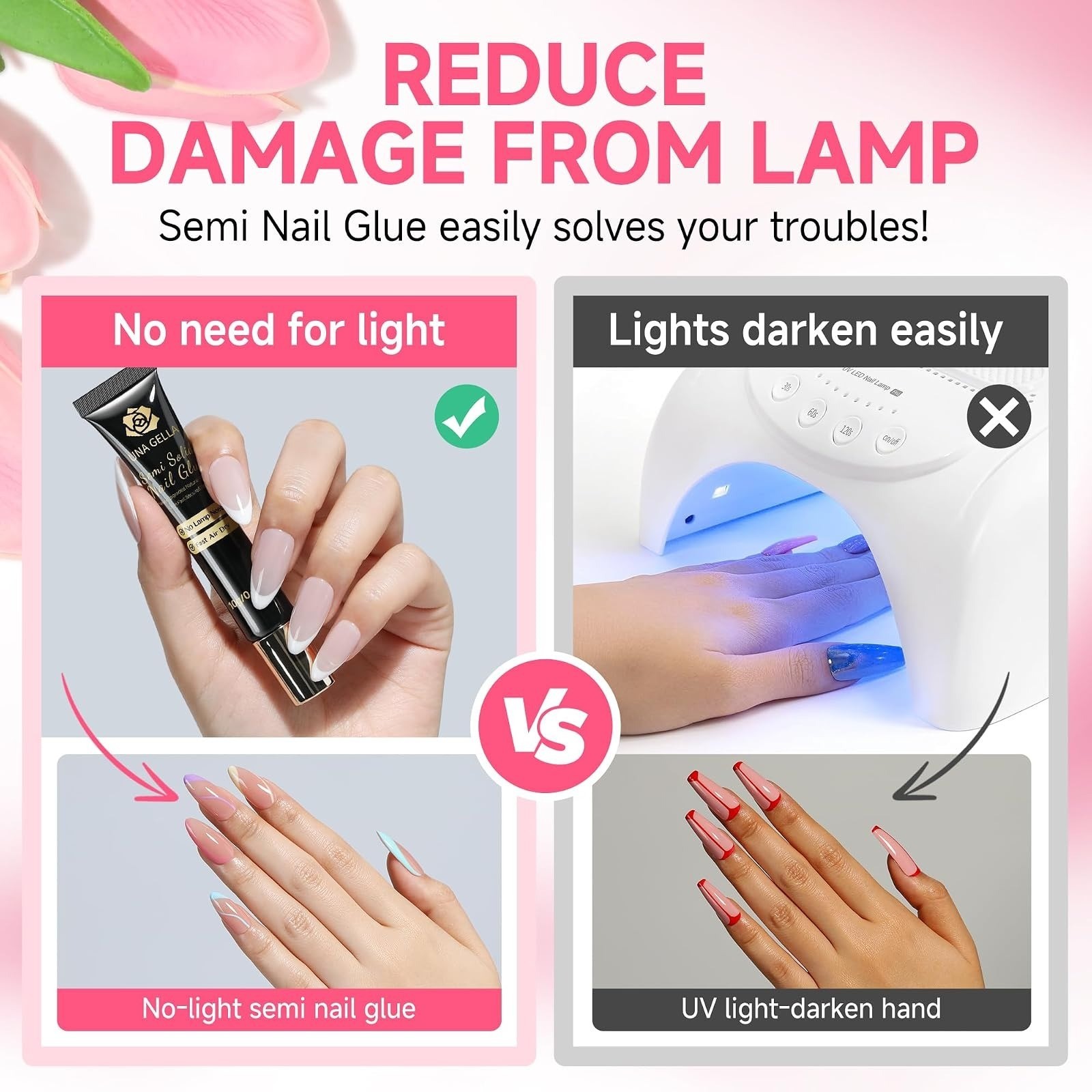 UNA GELLA No Lamp Needed Nail Glue for Press Ons 10ml 2pcs Super Strong
