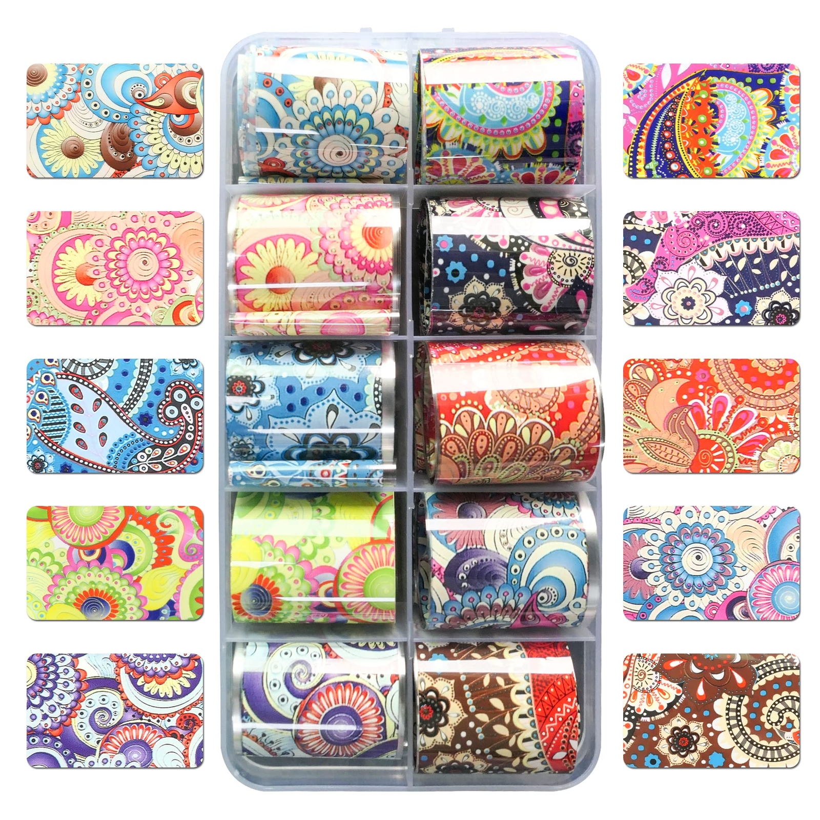 10 Rolls Holographic Nail Art Foil Transfer Stickers Nail Art Decals for Women