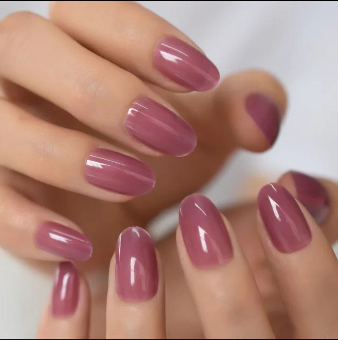 24 Purple Jelly Press on nails mauve oval almond round
