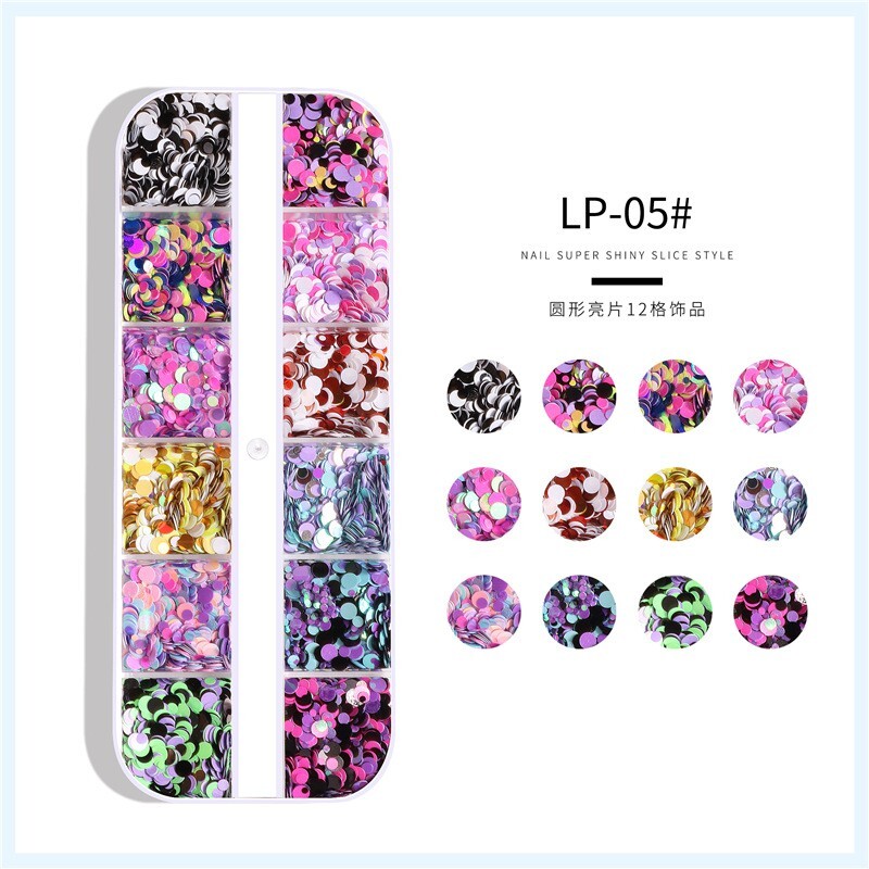5 Boxes Set Nail Art Glitter Sequins Dot Round Shining DIY Nails Decoration