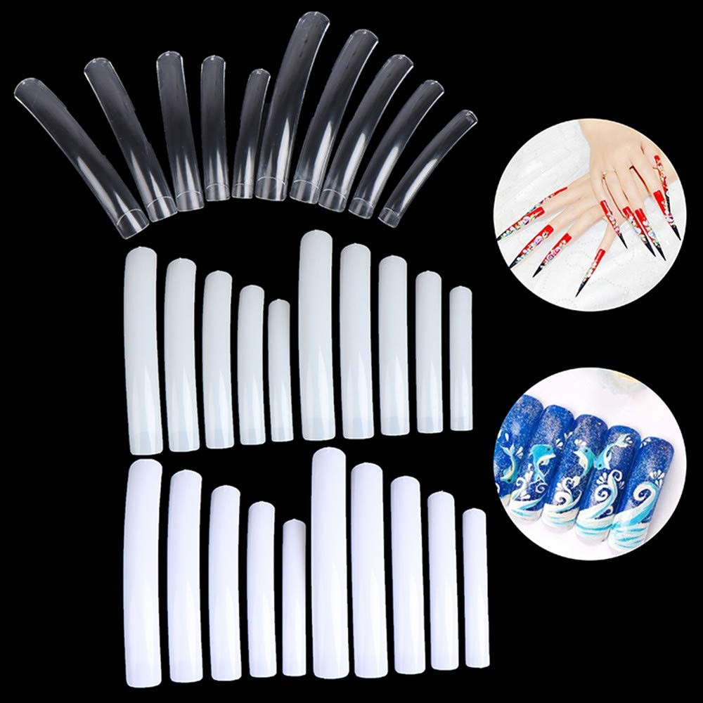 100pcs White/Clear/Natural Extra Long Curve Nail Tip UV Gel French Acrylic False