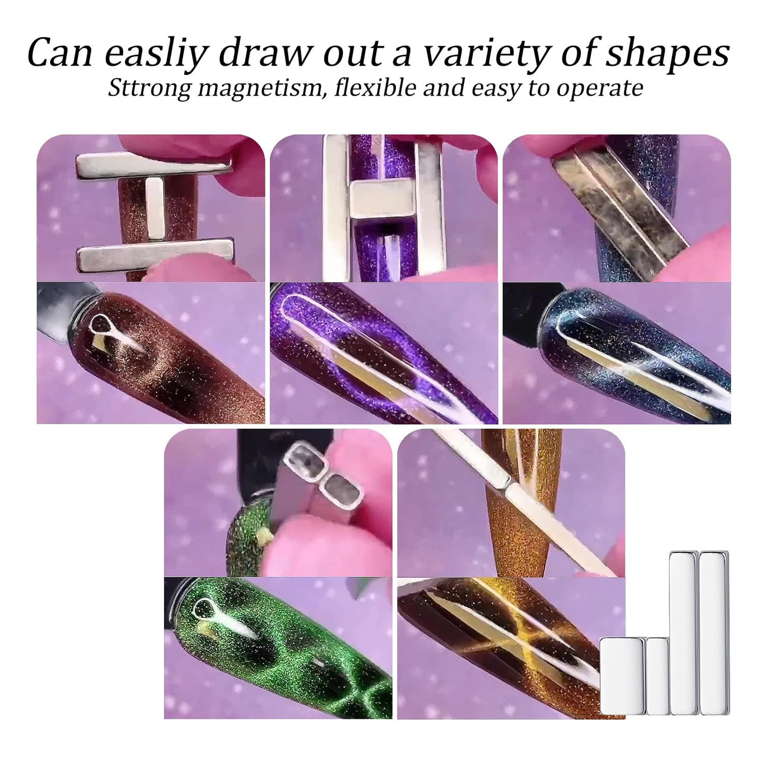 5 Pieces Cat Eye Nail Magnet Cat Eye Magnet for Nails Magnetic Gel Polish Magnet