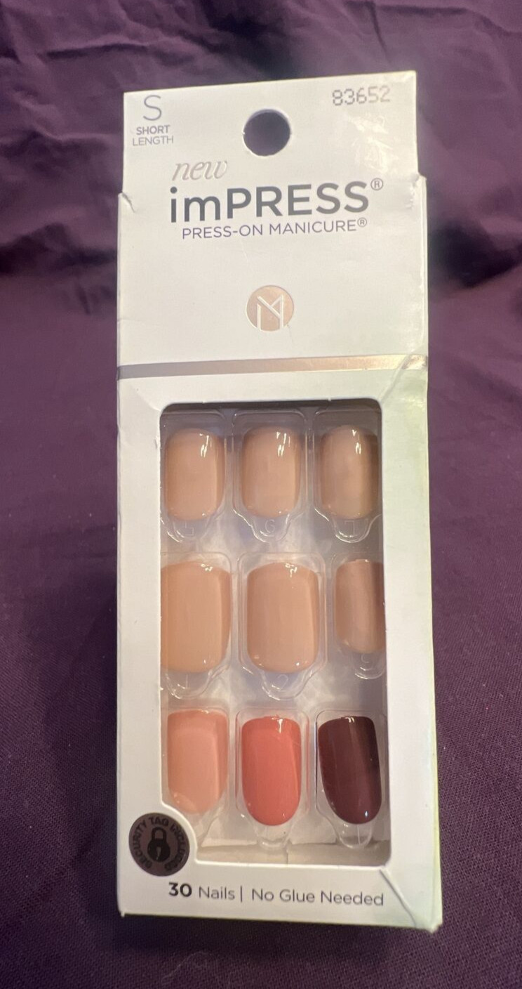 KISS imPRESS Press-On Manicure, Nail Kit, PureFit Technology, short, 30 Count
