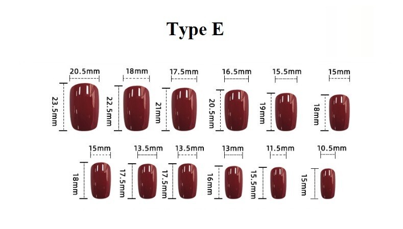 Handmade Press On Nails – Glossy Square Nails, Black White Red Blue Fake Nails
