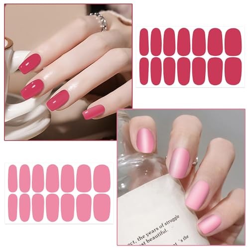12 Sheets Red Pink Series Nail Wraps: 168 Solid Nail KIT2 Red &Pink Solid