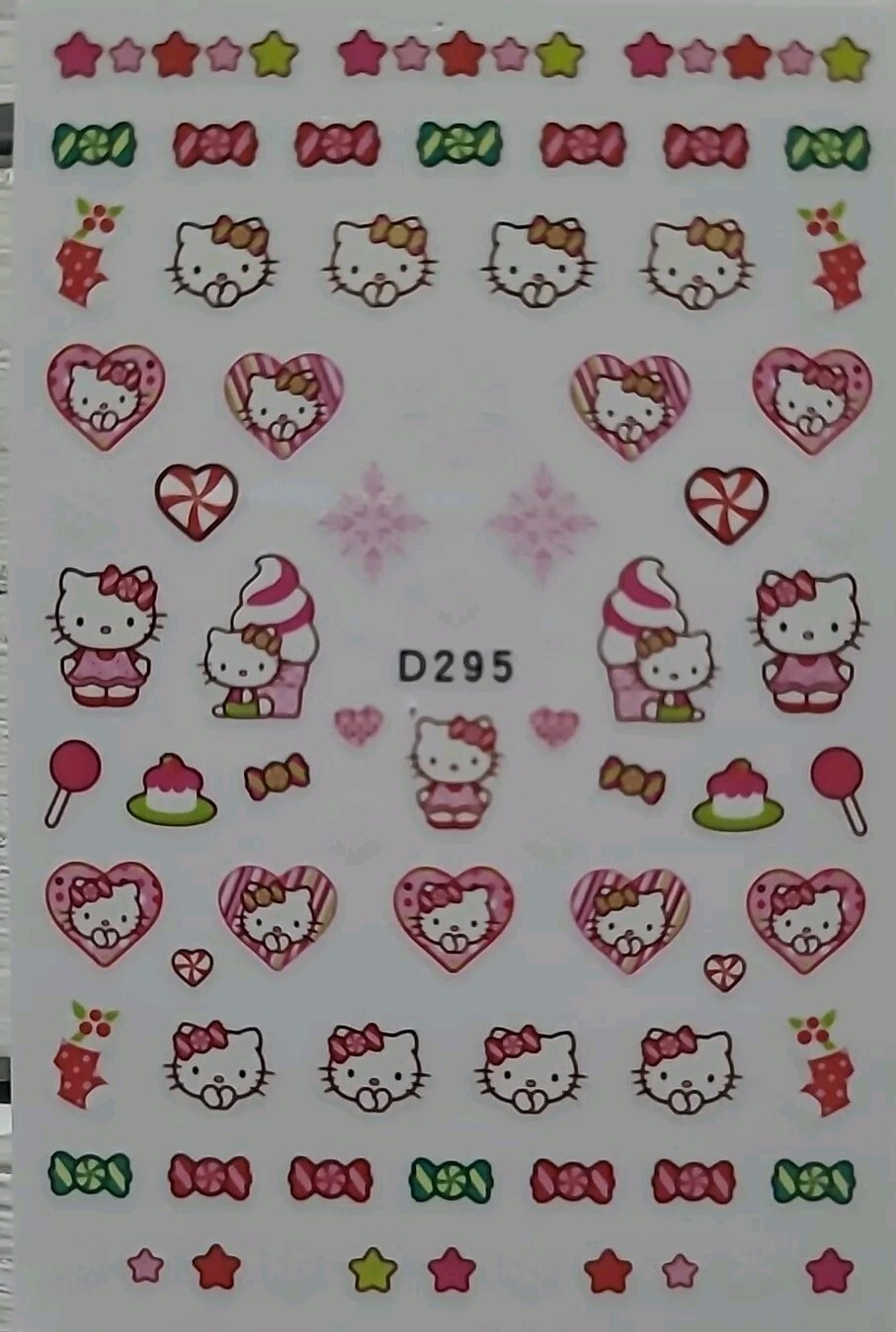 Hello Kitty fun candy and hearts nail art stickers