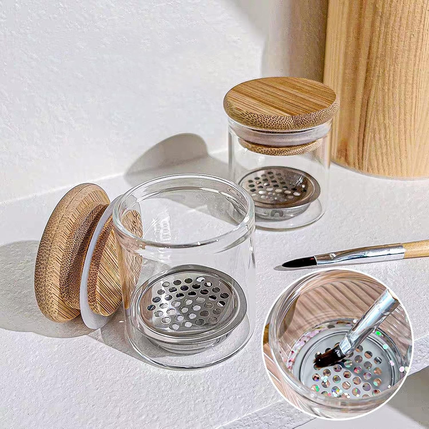 Nail Art Brushes Washing Cup, Nail Glitter Removal Cup, Monomer Holder, Nail Art