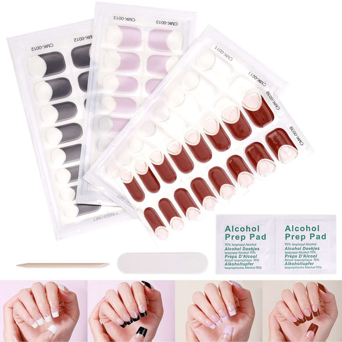 16pcs No Backing Gel Nail Stickers Full Nail Wraps Semi Cured Gel Nail Strips US