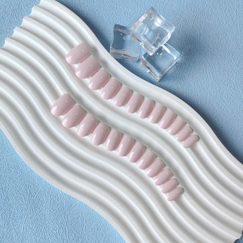 Dusty Pink Press On Nails Short Oval Acrylic Nails for Women Reusable Thick