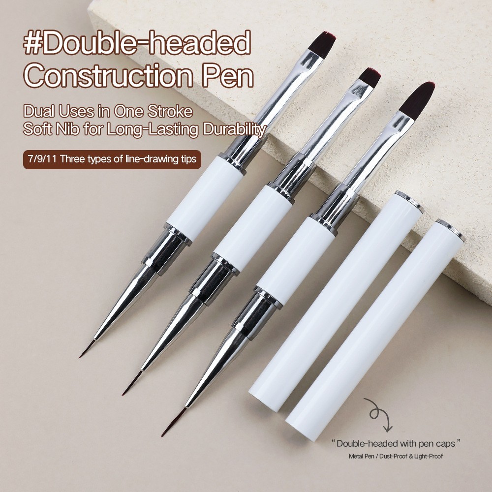 3Pcs Double-head Nail Art Pen Brush Set For Color Line Drawing Gel Spreading