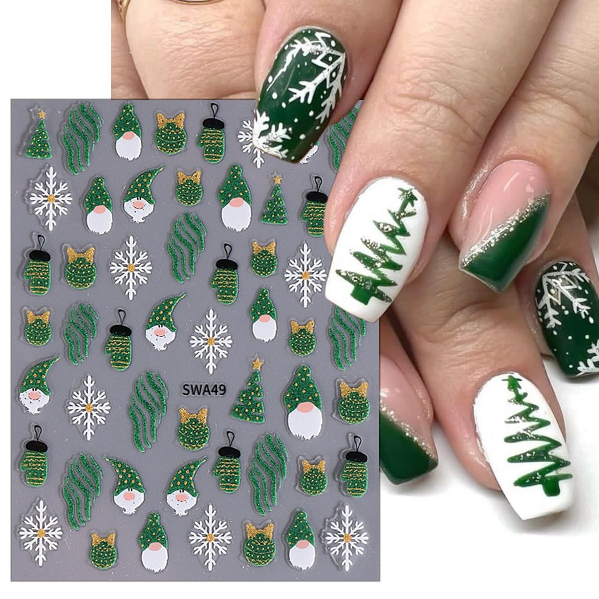 New Year Nail Stickers 3D Self-Adhesive Decals Decoration Supplies for Women