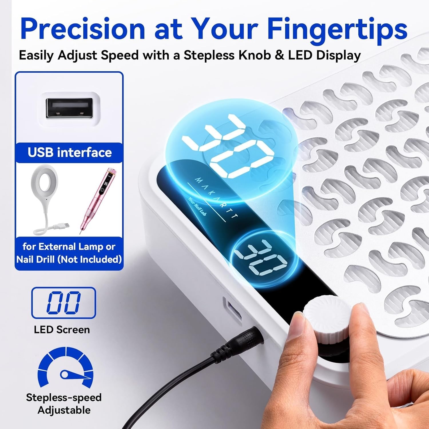 4200 RPM Nail Dust Collector – Adjustable Suction & Digital Display for Home Use