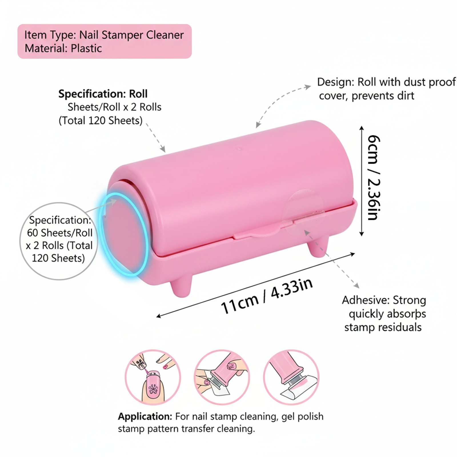 Rolls Nail Stamper Cleaner Instant Cleaning Tool For Nail Art Easy To Use