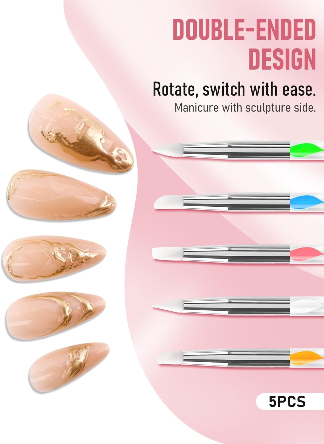 Nail Spons for Ombre with Nail Art Palette, Grabbing Pen & Spatula