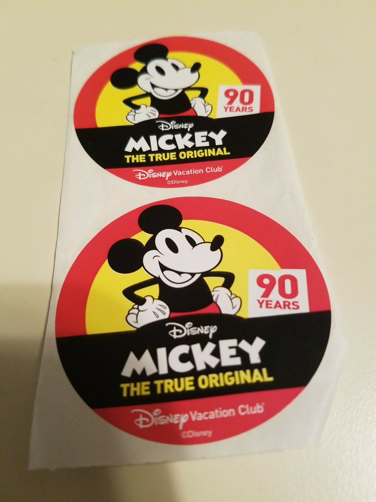 NEW set of two Disney Mickey The True Origional Disney stickers 90 yrs ☆☆