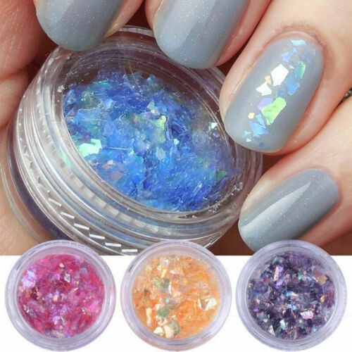 12Colors Acrylic Art Ice Shell Mylar Manicure Glitter Paper Decoration Foil Nail