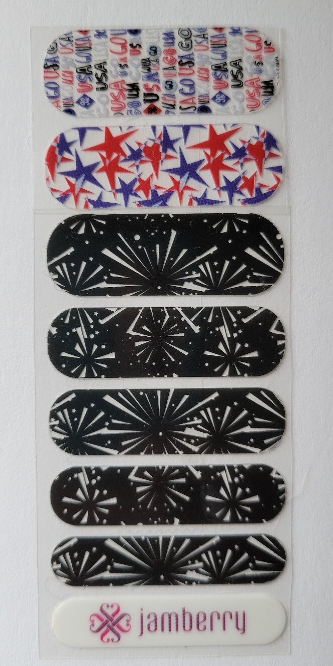 Jamberry Nail Wraps Custom Mixed Mani ~ Patriotic Fireworks