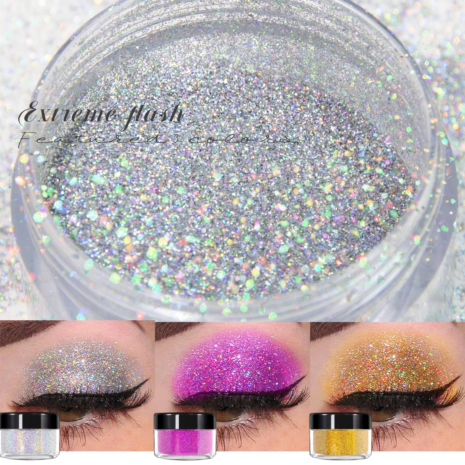 Body Glitter Spray,Sliver Gold Pink Glitter Powder,Shimmer Highlighter Loose …