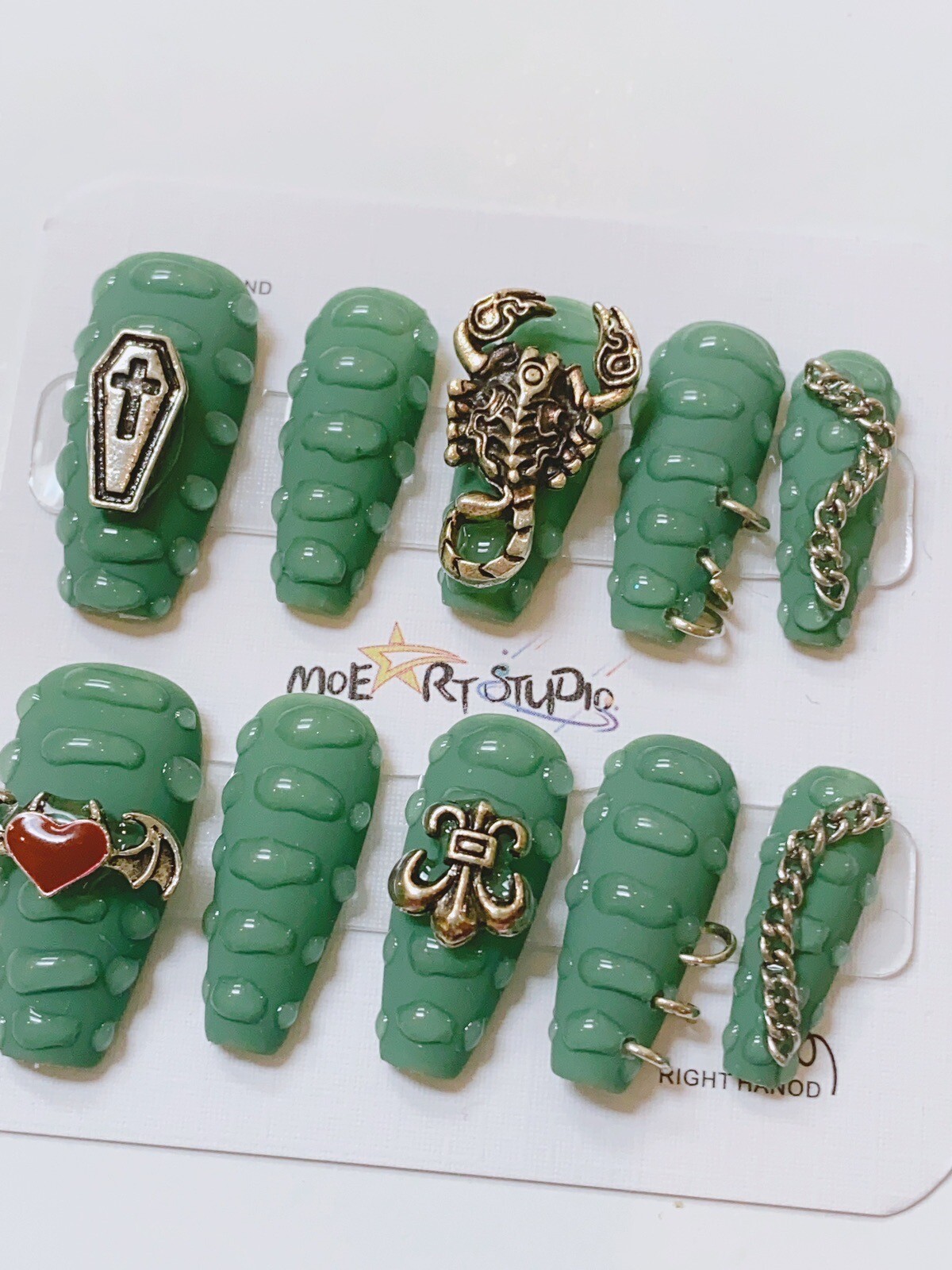 Nails Handmade press on nails 3D size S Cool Scorpion Halloween