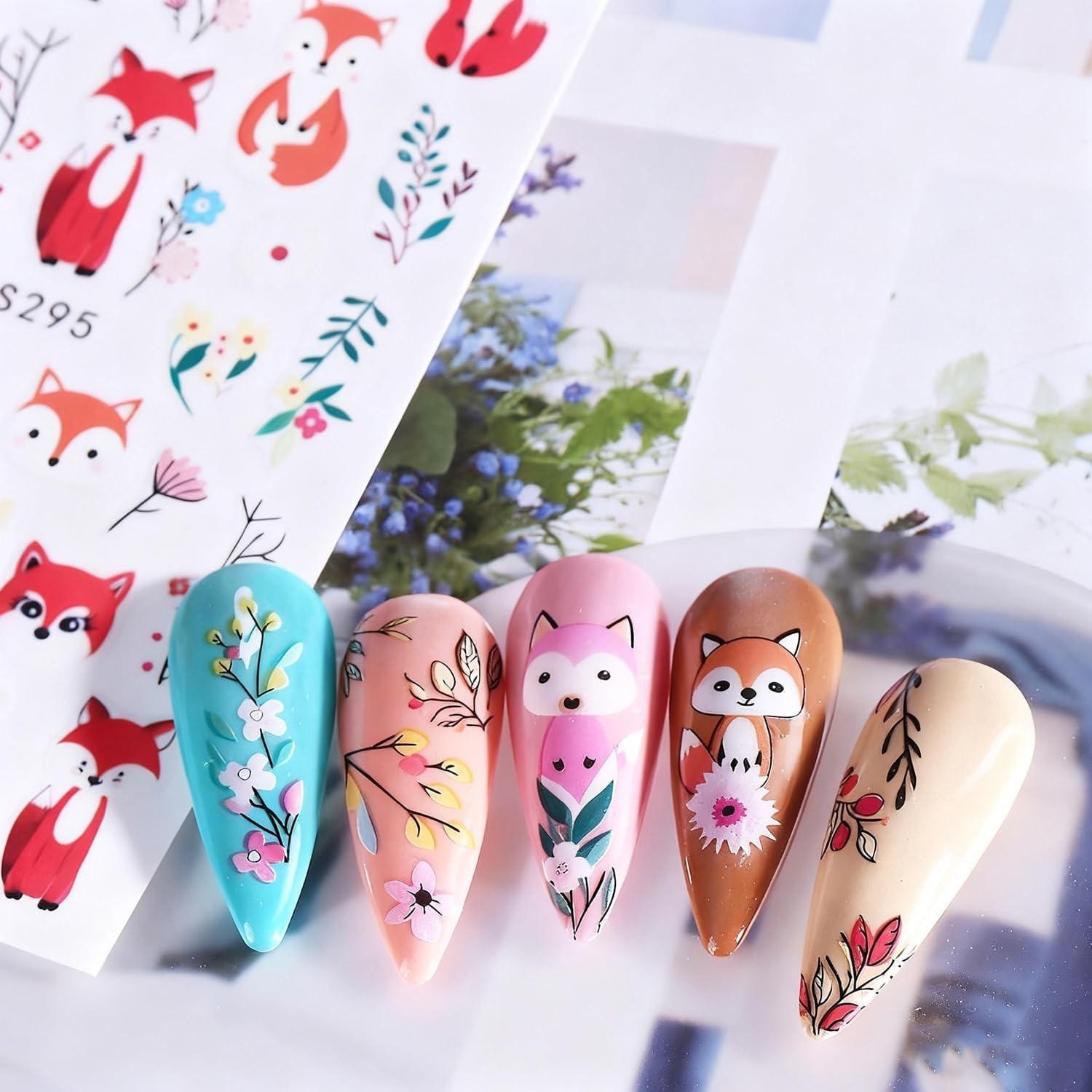 Fall Nail Stickers for Nail Art Tree Leaf Fox Nail Art Stickers Flower Nail D…