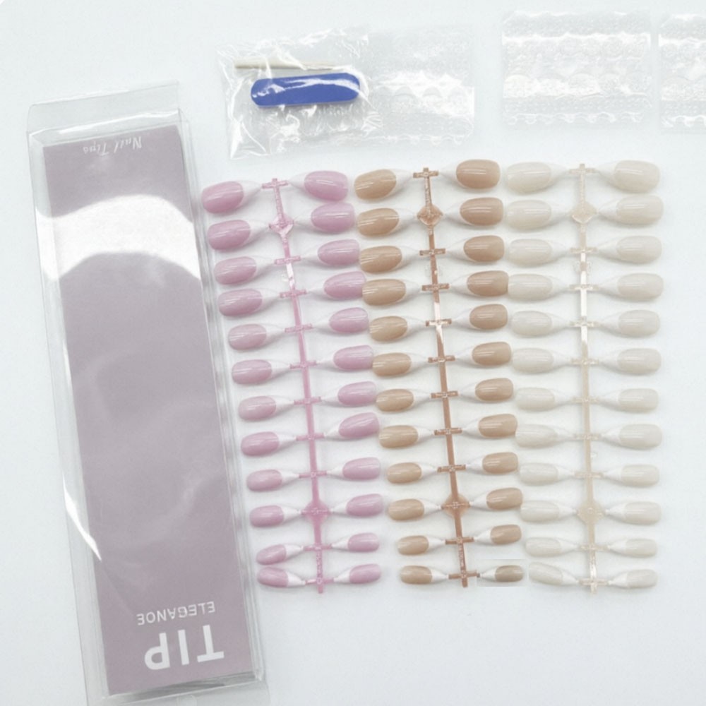 72Pcs 12 Size French Tip Press On Nails Soft Gel Glue On Nails Nude for Women US
