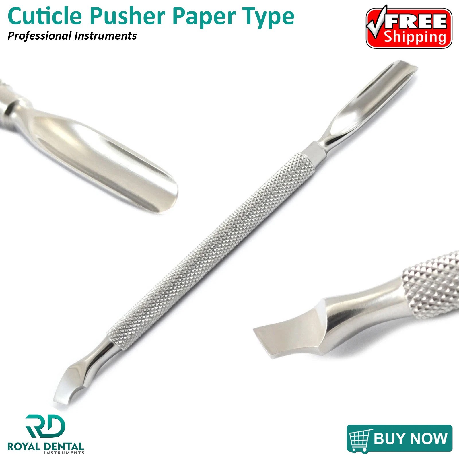 STAINLESS STEEL DOUBLE ENDED CUTICLE PUSHER NAIL CLEANER REMOVER MANICURE TOOL