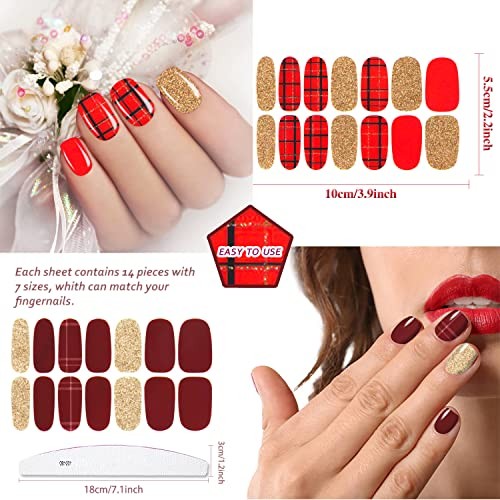 24 Sheets Nail Polish Strips Wraps With Nail File Self-dhesive Nail Stickers A