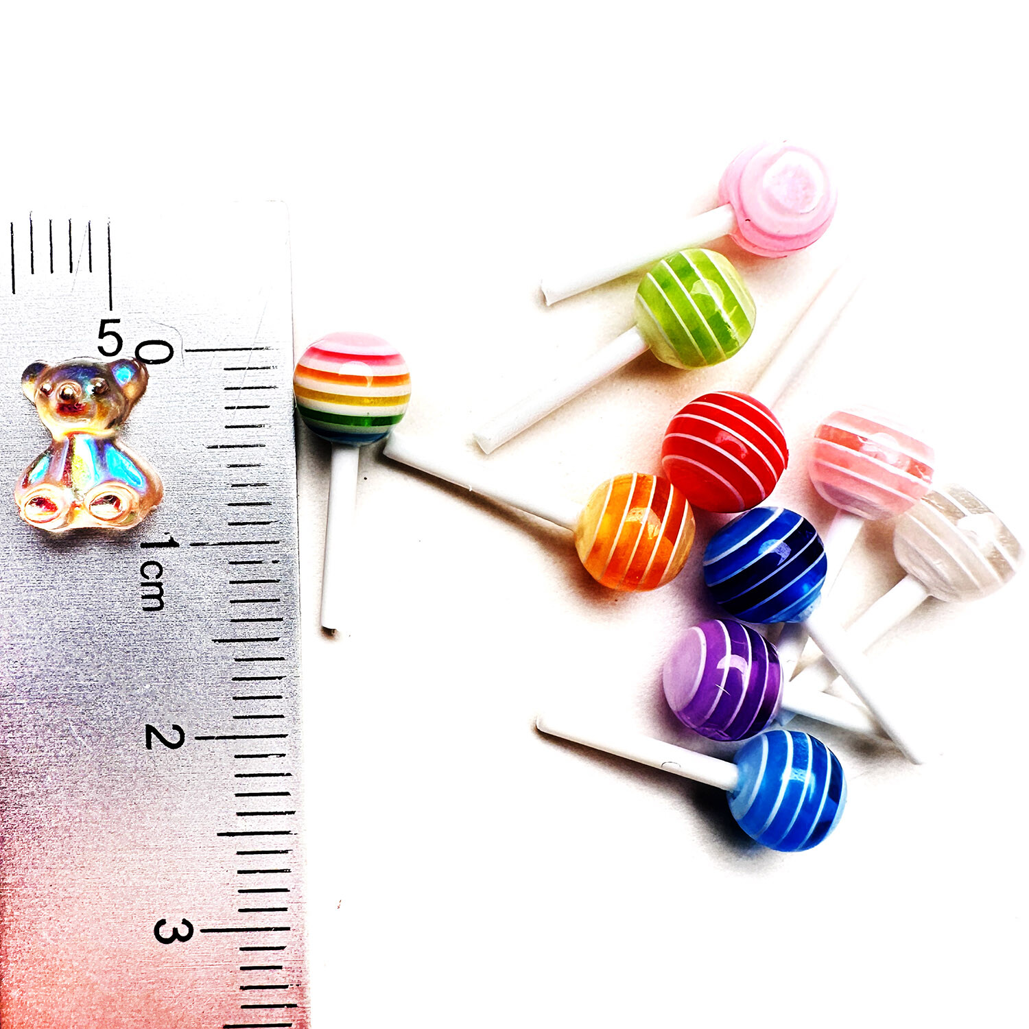 [DDP] 20/60pcs Rainbow Lollipop Bear Nail Art Charms 3D Resin Kawaii Accessories