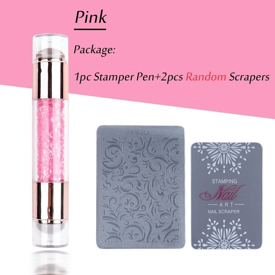 Transparent Silicone Nail Art Stamping Kit, French Design For Manicure Plate Too