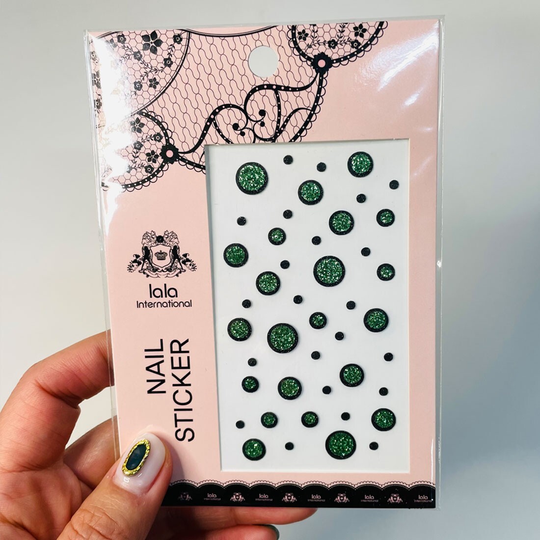 3D Relief Nail Embellishments Green Circle DIY Sparkle Decals Made in Korea Art