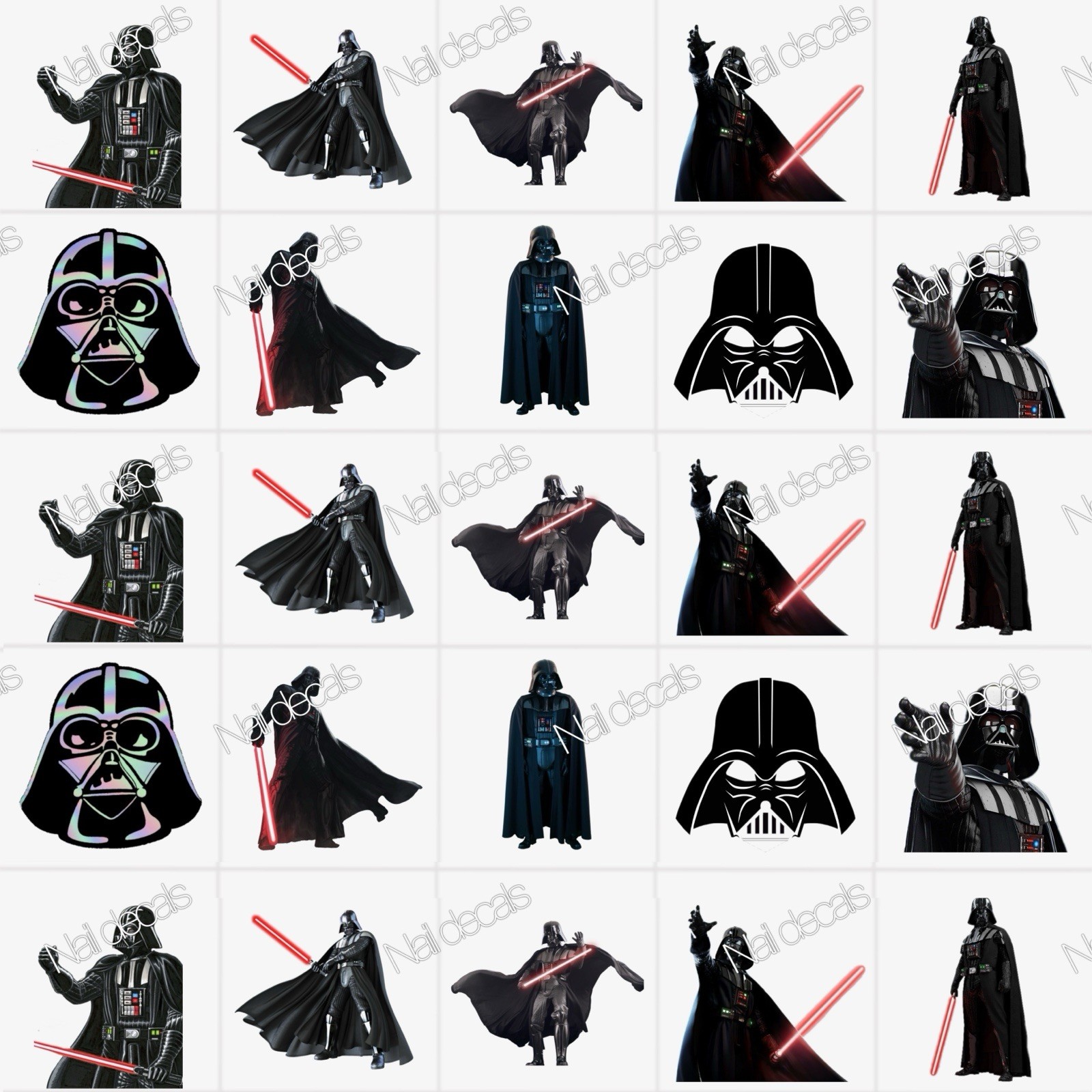 Darth Vader Finger Nail Decals Clear Waterslide Transfer Set of 50 Instructions+
