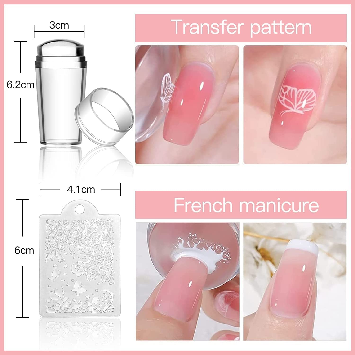 4PCS Nail Stamping Plates Set with Stamper & Scraper – French Lace, Space, Anima
