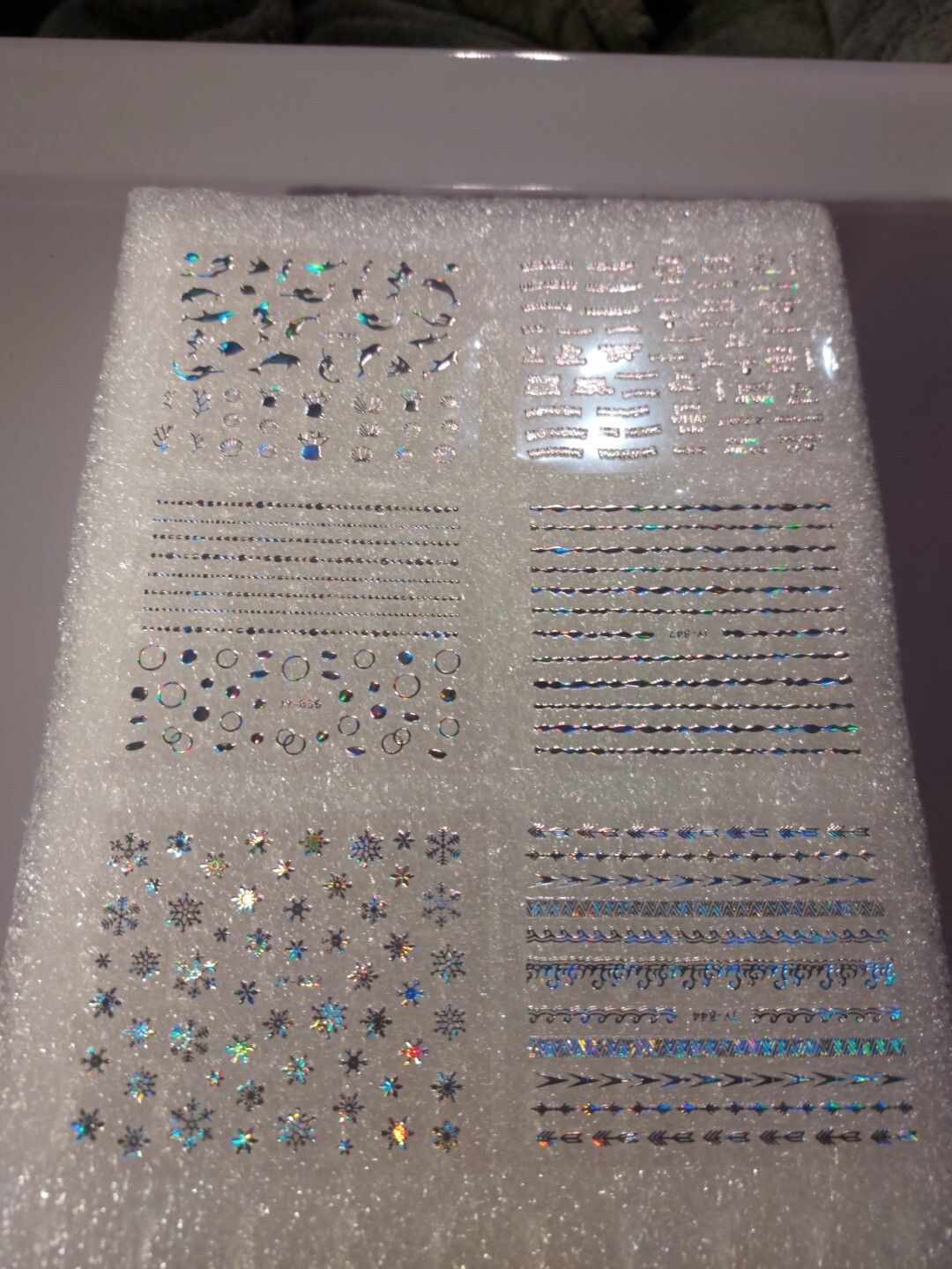 6 X Small Sheets Of Silver Nail Art Stickers (Dn297) New