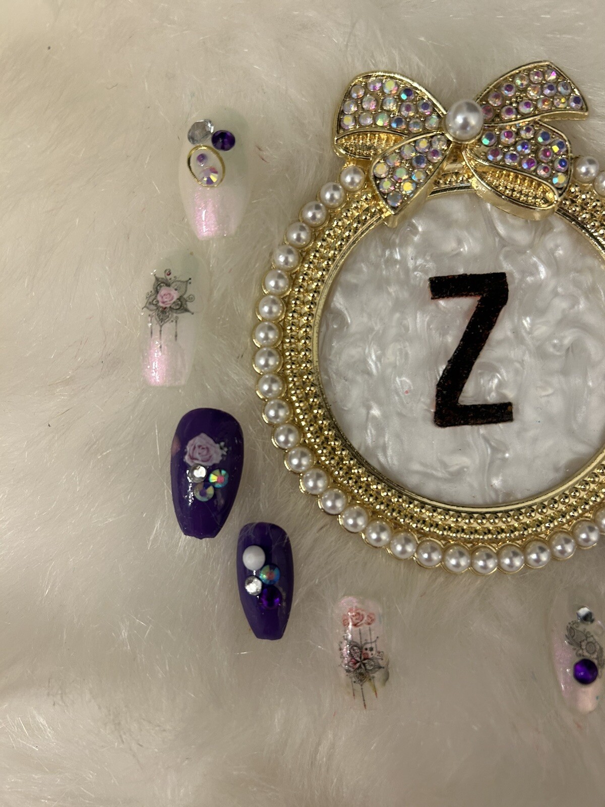 Z NAILZ! Gorgeous Set Of Handmade Medium Almond purple Press On Nails